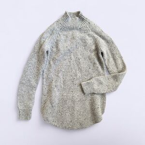 Cynthia Rowley Light Gray Wool Blend Mock Neck Chunky Knit Sweater